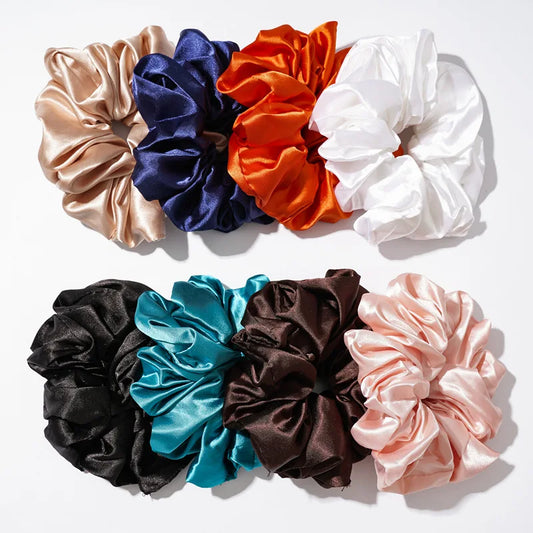 Chouchou-Scrunchie Satin Extra Large - Élastique à Cheveux Coloré Tendance 2024 - Accessoire Cheveux Femme (13cm) - ModeTrendd