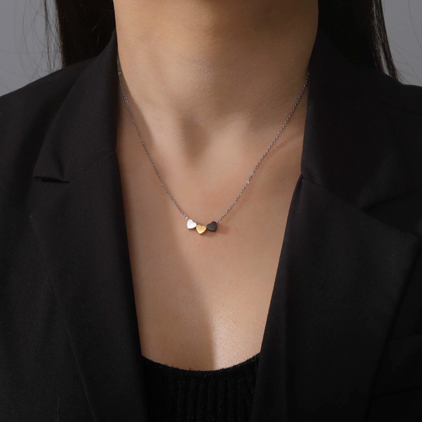 Collier Cœur en Acier Inoxydable pour Femme - Or Rose & Doré - Choker Tendance pour Quotidien et Soirée - Cadeau Romantique - ModeTrendd