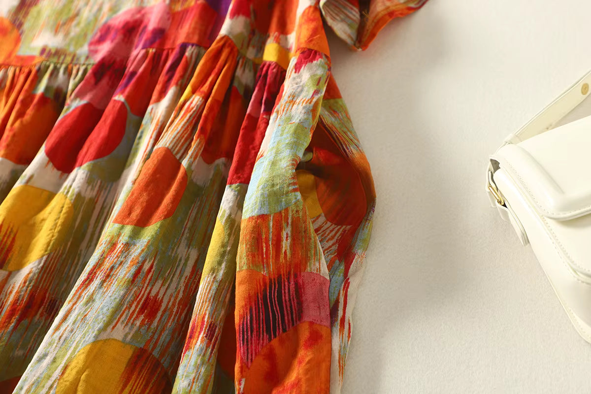 Plus Size Women's Summer Dress - Polka Dot Lightweight Cotton Boho