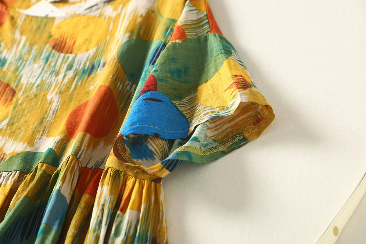 Plus Size Women's Summer Dress - Polka Dot Lightweight Cotton Boho