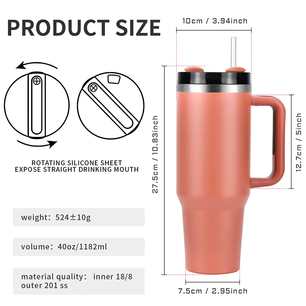 Vaso Watersy de 40 oz - Aislamiento de 12 h - Sin BPA - Ligero y ergonómico