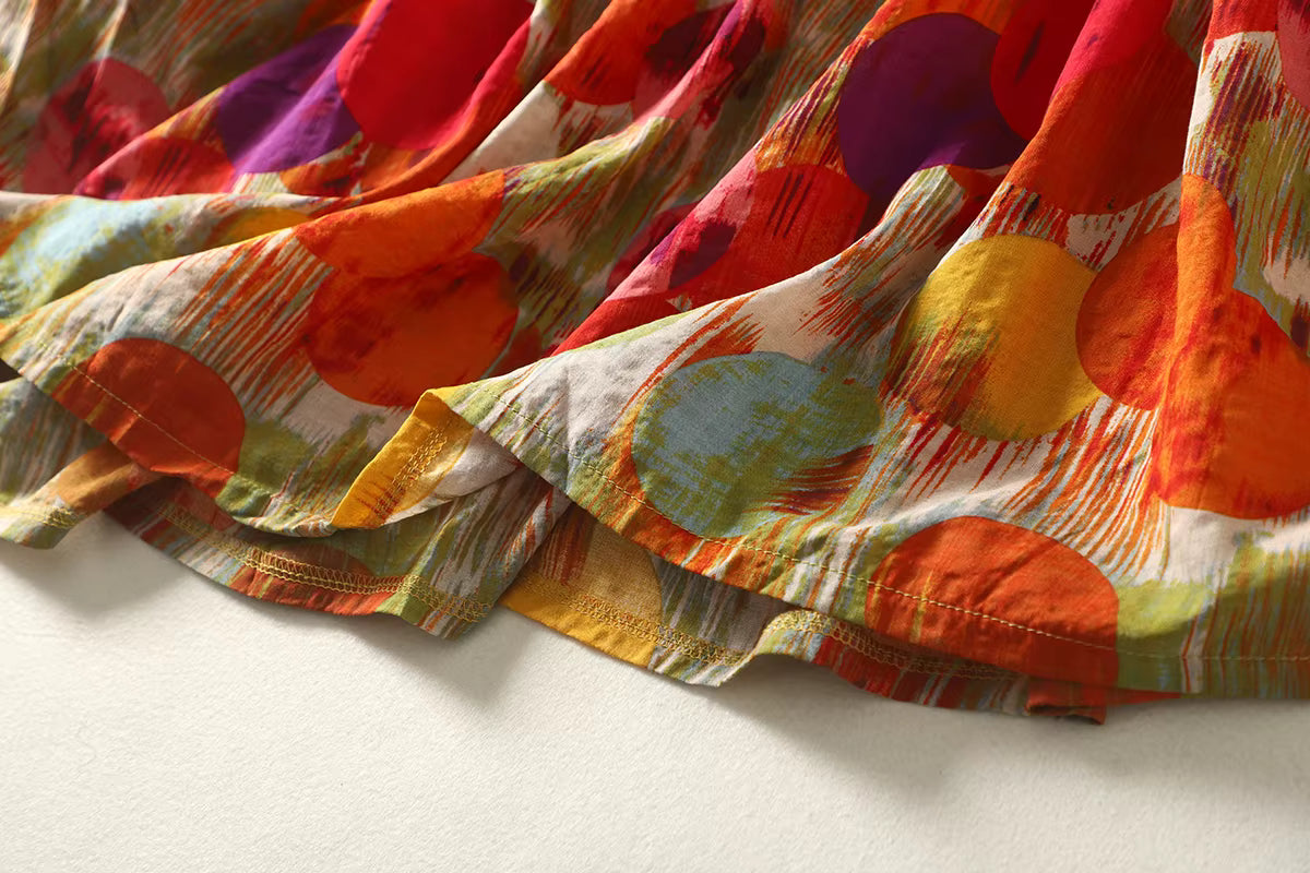 Plus Size Women's Summer Dress - Polka Dot Lightweight Cotton Boho