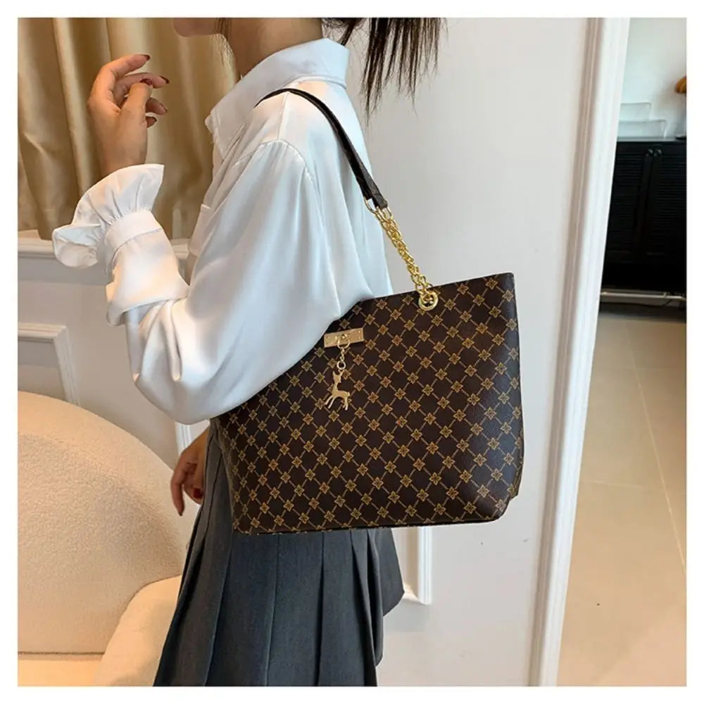 Sac Tote Femme Luxe Grand Format - Sac Shopping Tendance Grande Capacité - Sac à Main Imprimé Élégant avec Bandoulière - ModeTrendd