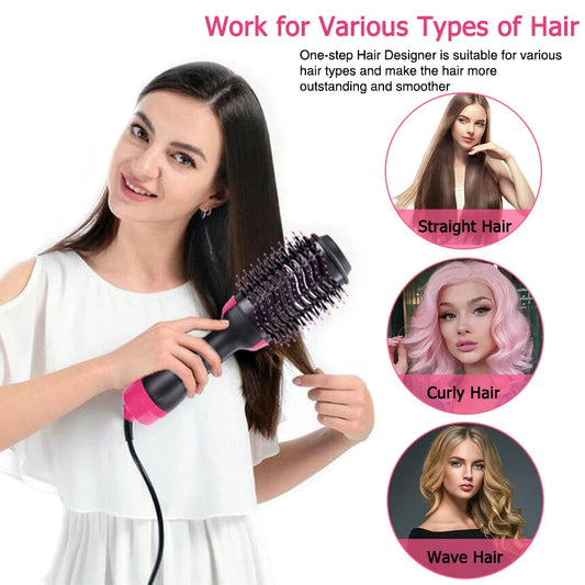 Sèche-Brush 3-en-1 Professionnel - Lisseur & Volumisateur - Utilisation Cheveux Secs/Mouillés - 120-180°C - ModeTrendd