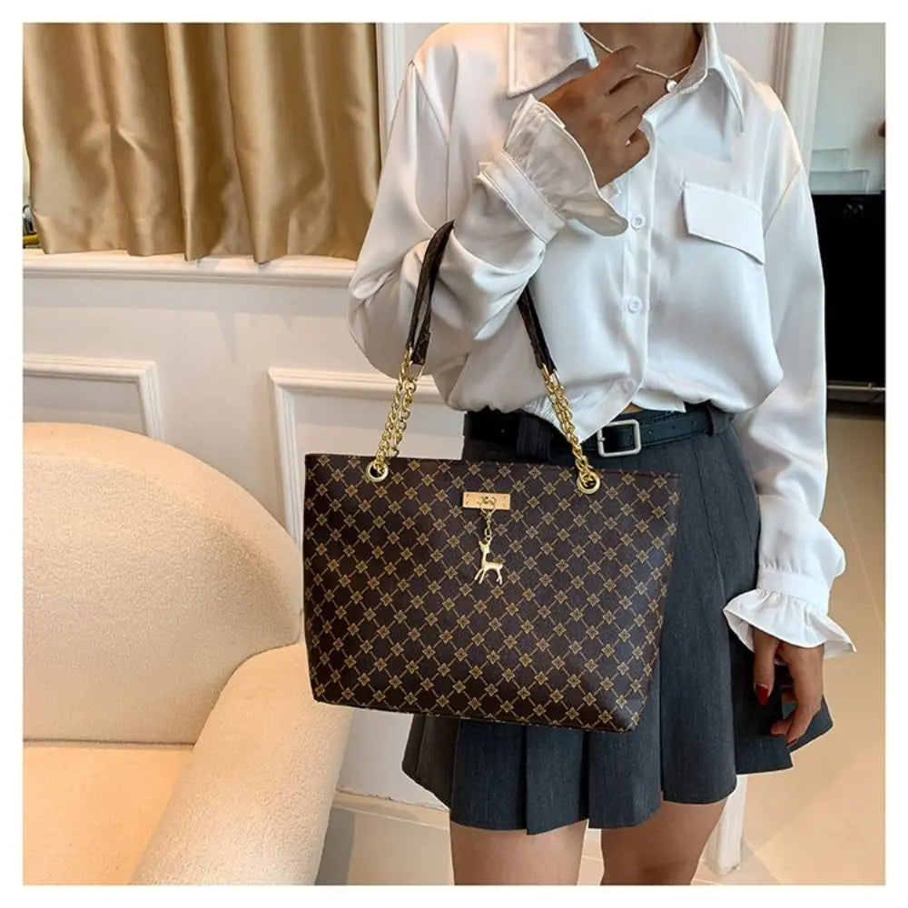 Sac Tote Femme Luxe Grand Format - Sac Shopping Tendance Grande Capacité - Sac à Main Imprimé Élégant avec Bandoulière - ModeTrendd