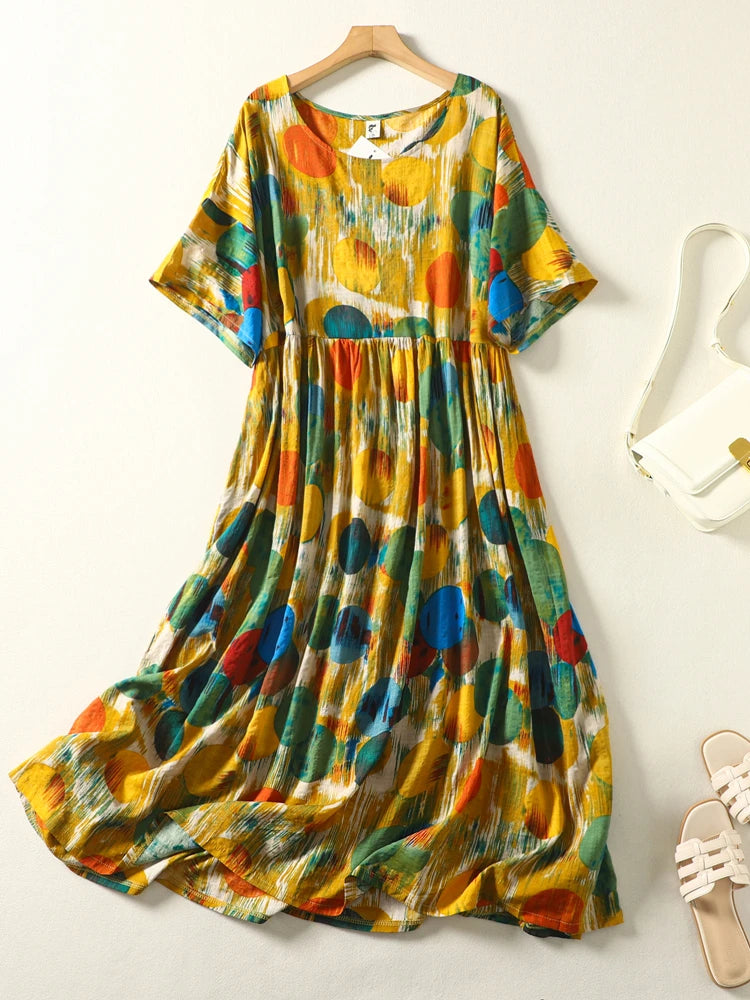 Robe d'Été Femme Plus Size - Imprimé Polka Dot - Coton Léger - Style Boho Plage - Longue & Ample (2023) - ModeTrendd
