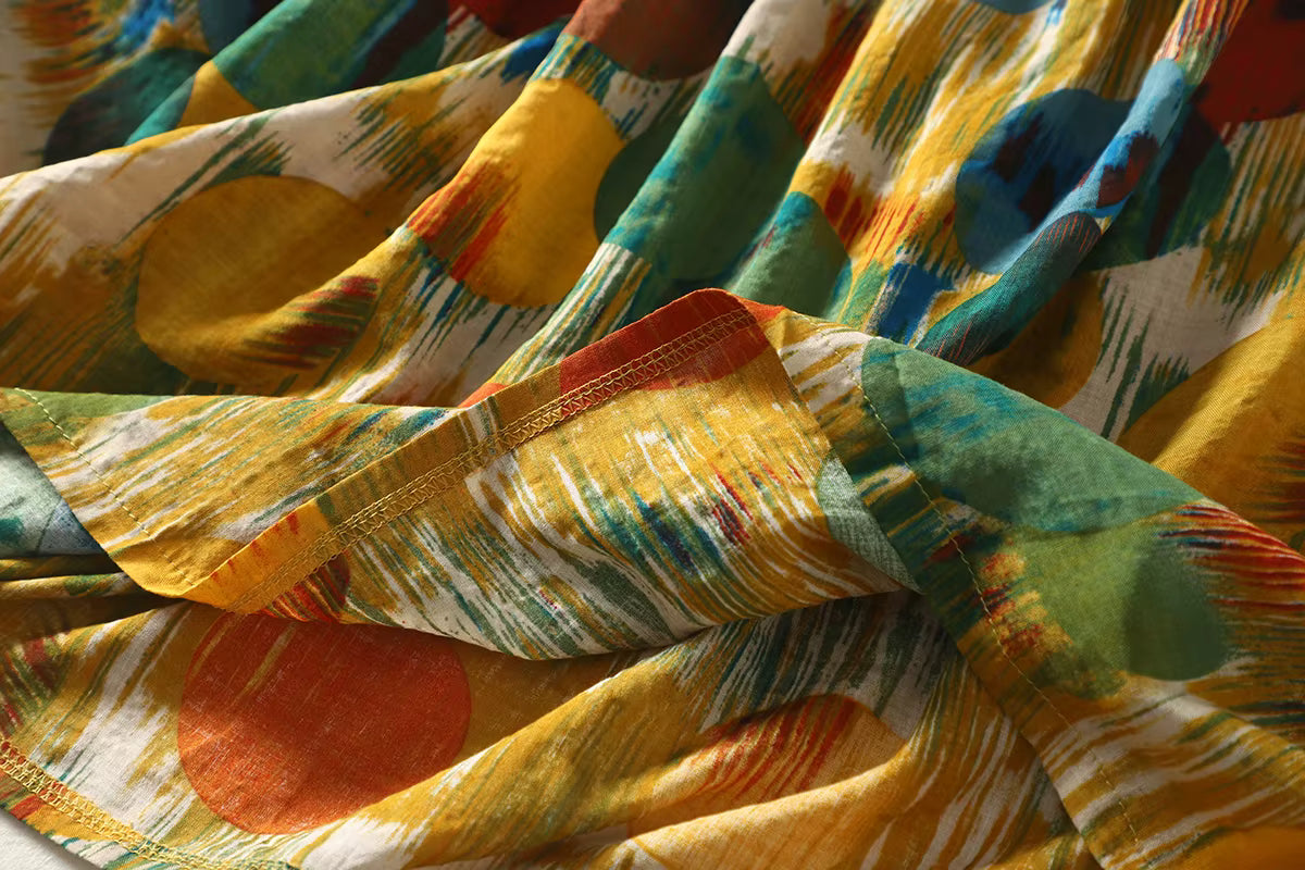 Plus Size Women's Summer Dress - Polka Dot Lightweight Cotton Boho