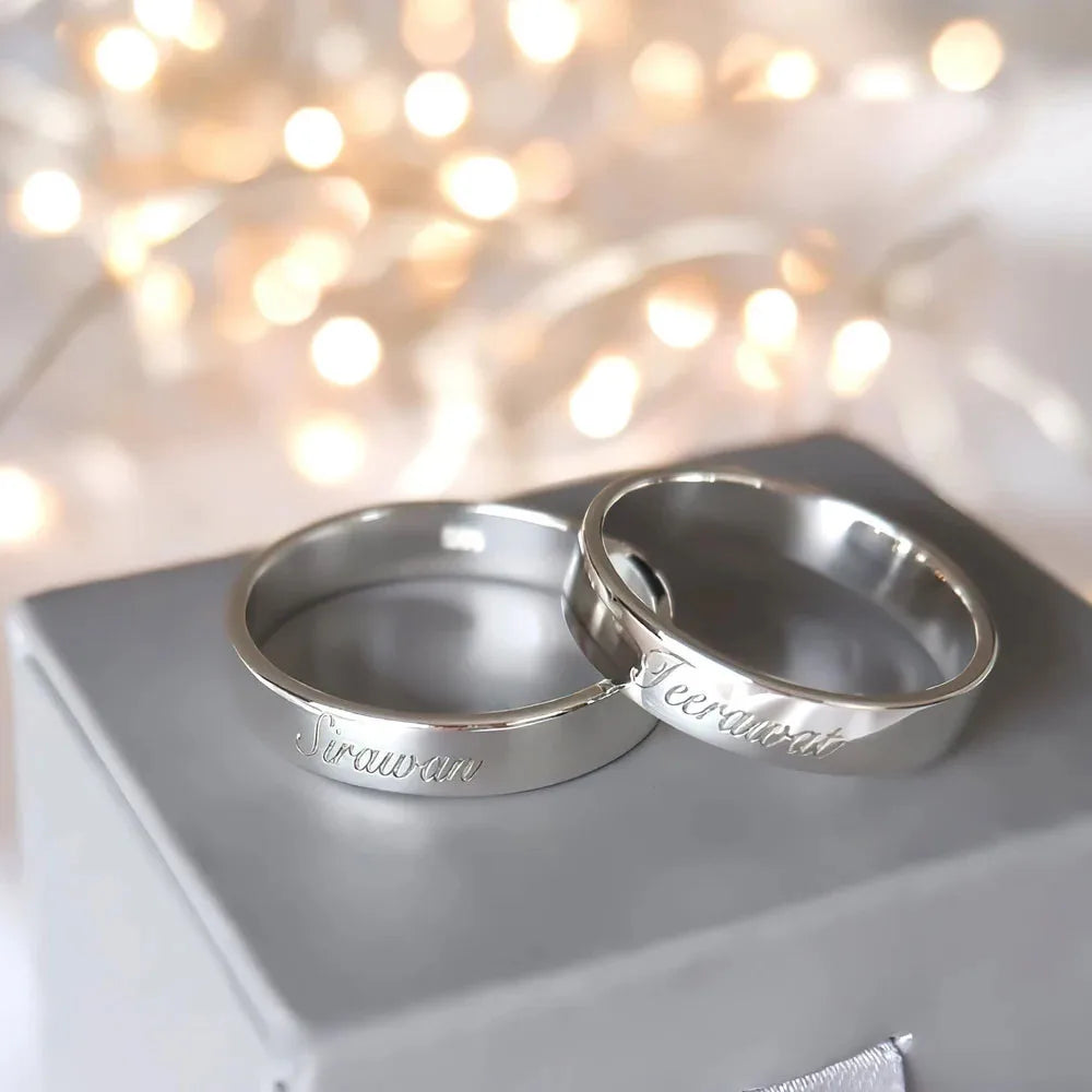 COOLTIME Bague Personnalisée Nom - Acier Inoxydable - Gravure Fine - Pour Femme/Homme - Cadeau Romantique, Mariage, Anniversaire - ModeTrendd