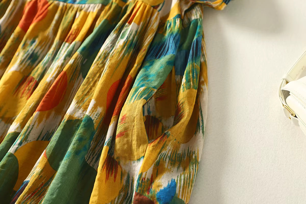 Plus Size Women's Summer Dress - Polka Dot Lightweight Cotton Boho