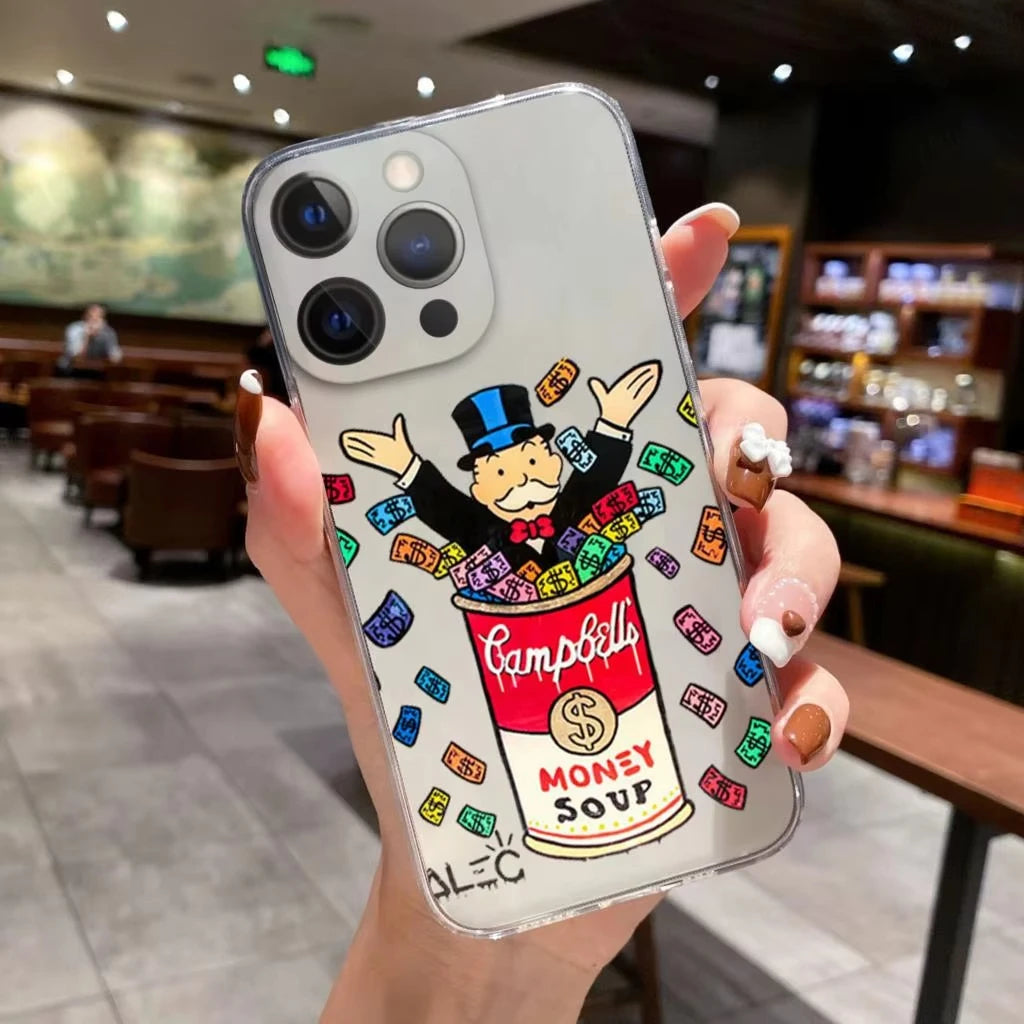Coque iPhone Catoon Dollar Monopoly – Étui Antichoc – Compatible iPhone 16, 15 Pro Max, 14, 13, 12, 11, X, XR, 8/7/SE - ModeTrendd