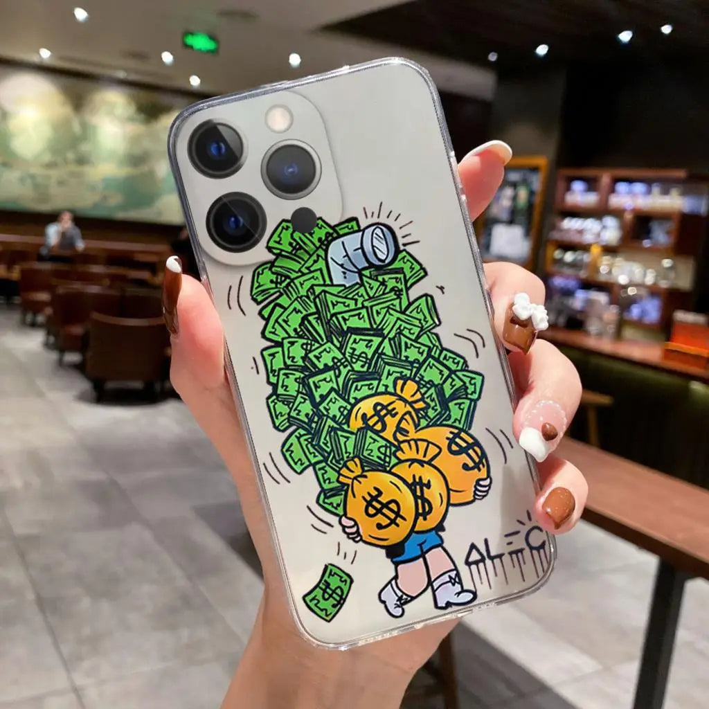 Coque iPhone Catoon Dollar Monopoly – Étui Antichoc – Compatible iPhone 16, 15 Pro Max, 14, 13, 12, 11, X, XR, 8/7/SE - ModeTrendd
