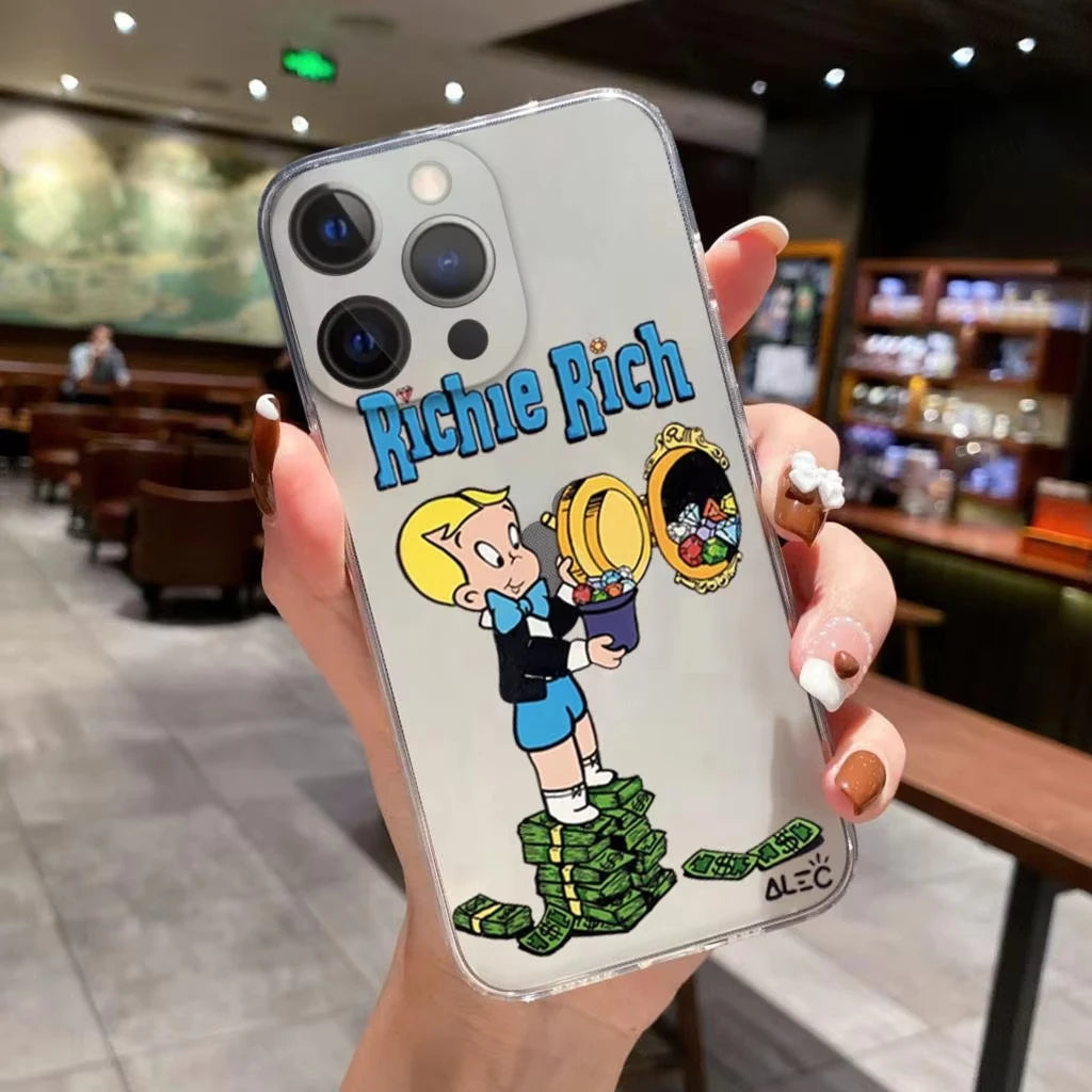 Coque iPhone Catoon Dollar Monopoly – Étui Antichoc – Compatible iPhone 16, 15 Pro Max, 14, 13, 12, 11, X, XR, 8/7/SE - ModeTrendd