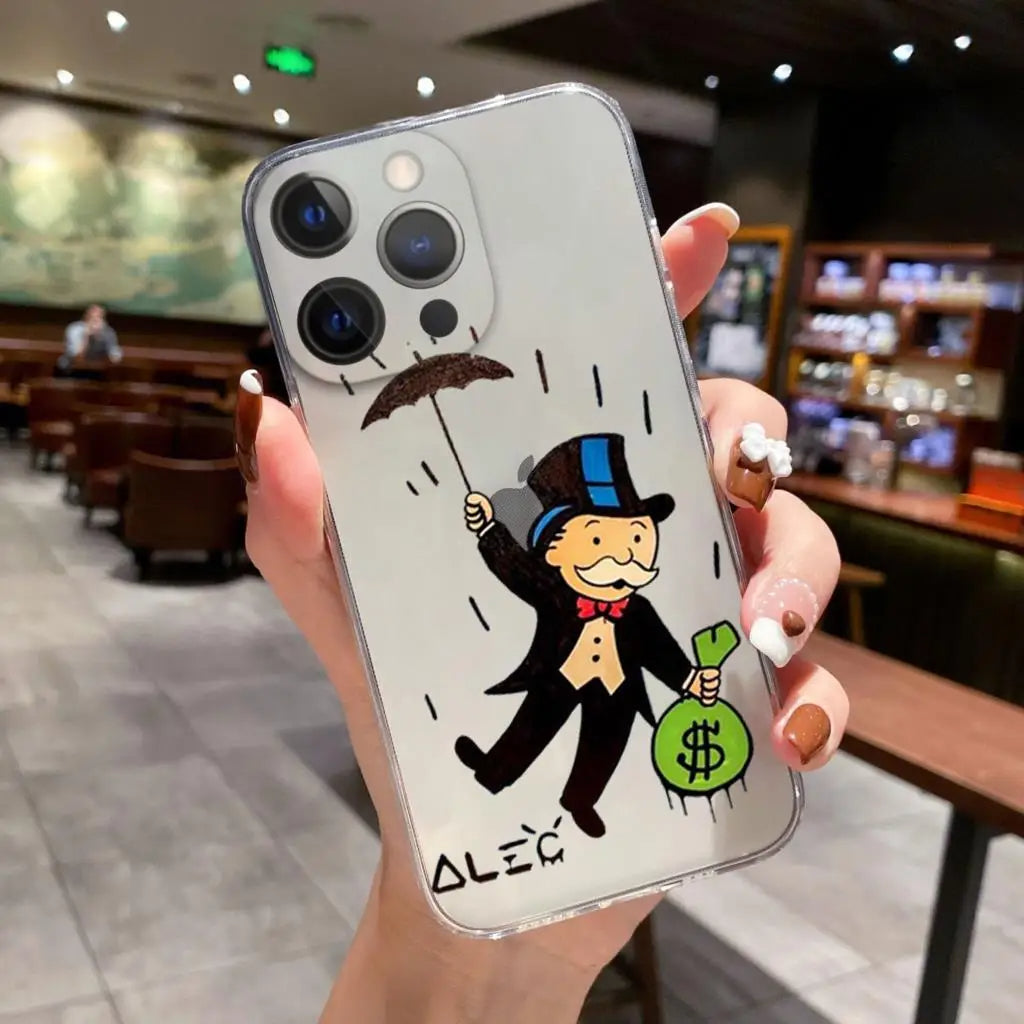 Coque iPhone Catoon Dollar Monopoly – Étui Antichoc – Compatible iPhone 16, 15 Pro Max, 14, 13, 12, 11, X, XR, 8/7/SE - ModeTrendd