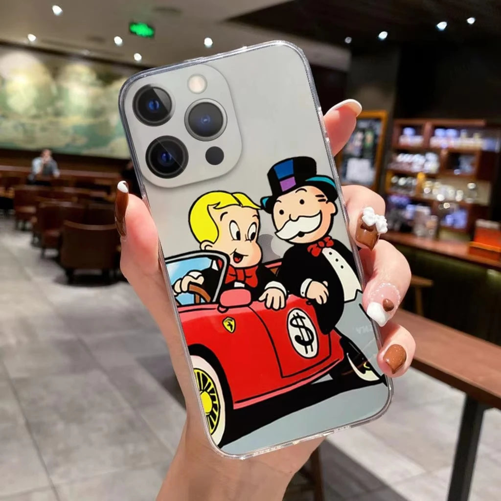 Coque iPhone Catoon Dollar Monopoly – Étui Antichoc – Compatible iPhone 16, 15 Pro Max, 14, 13, 12, 11, X, XR, 8/7/SE - ModeTrendd