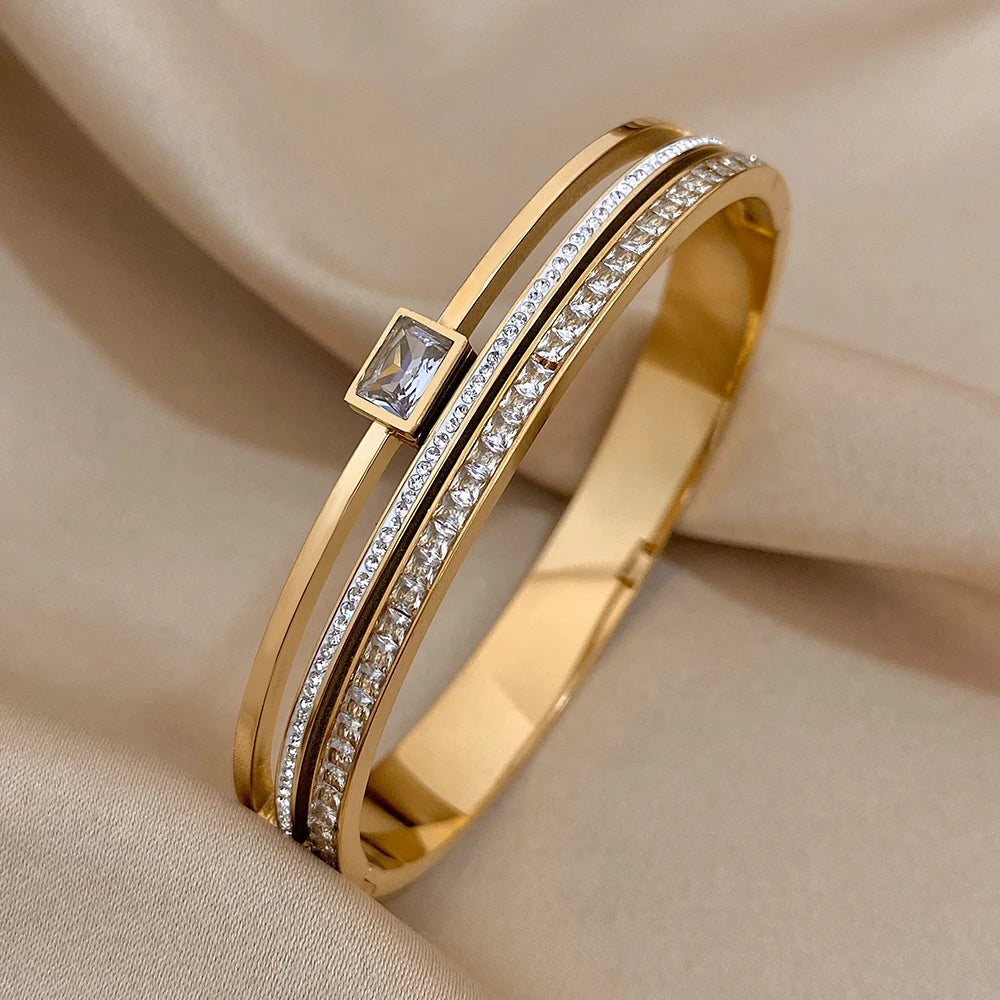 ✨ Bracelet Cuff Luxe Or & Argent - Élégance Intemporelle pour Elle & Lui ✨ - ModeTrendd