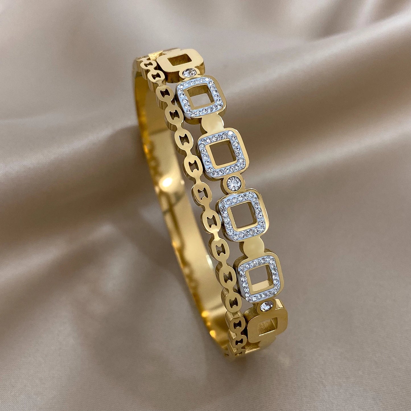 ✨ Bracelet Cuff Luxe Or & Argent - Élégance Intemporelle pour Elle & Lui ✨ - ModeTrendd