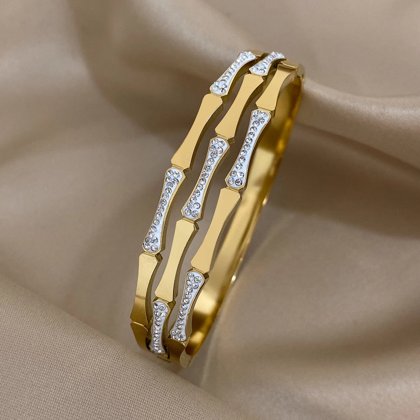 ✨ Bracelet Cuff Luxe Or & Argent - Élégance Intemporelle pour Elle & Lui ✨ - ModeTrendd
