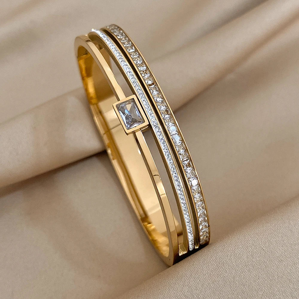 ✨ Bracelet Cuff Luxe Or & Argent - Élégance Intemporelle pour Elle & Lui ✨ - ModeTrendd
