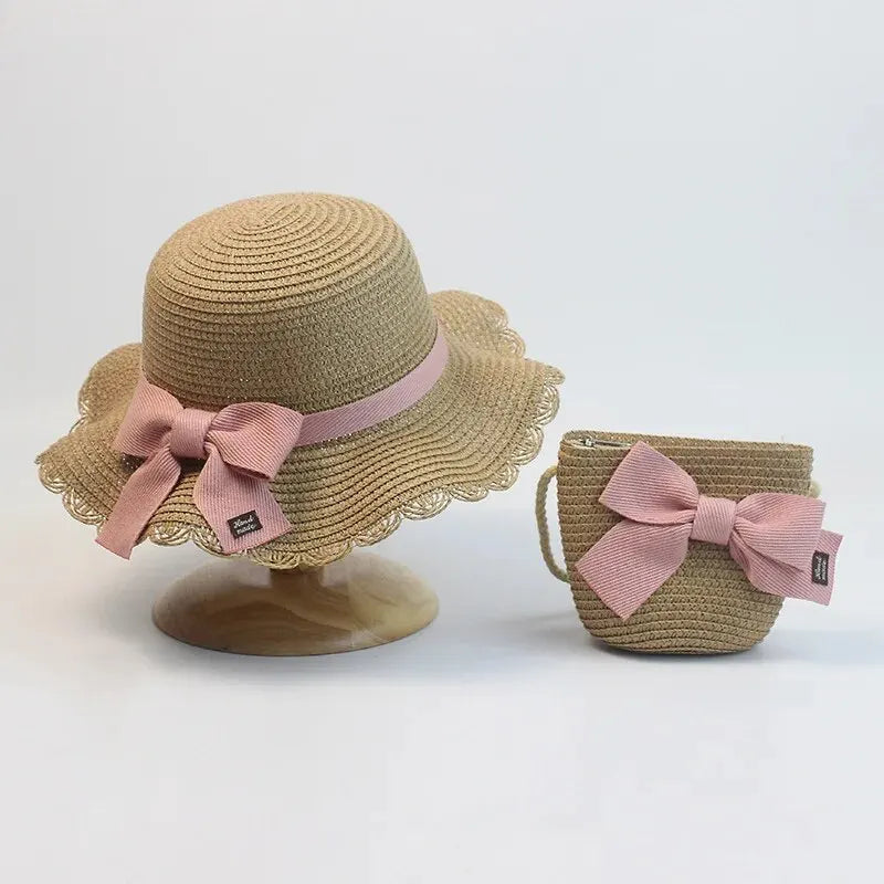 Chapeau de Soleil Bébé Fille - Grand Bord 360° - Paille Naturelle Ultra-Légère - Protection UV (19-24 mois) - ModeTrendd
