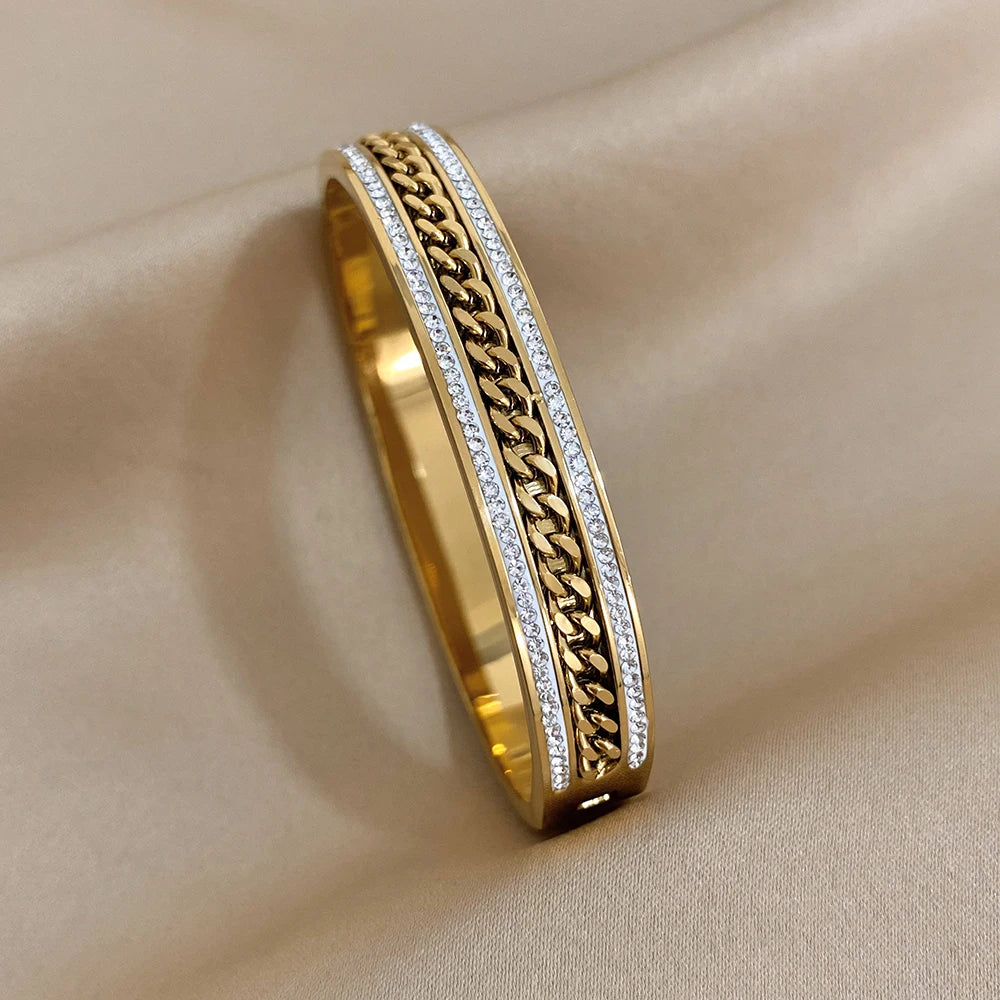 ✨ Bracelet Cuff Luxe Or & Argent - Élégance Intemporelle pour Elle & Lui ✨ - ModeTrendd