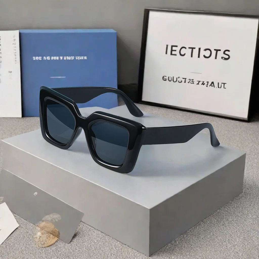 Lunettes de Soleil Vintage Rétro - Cadre Grand Carré 👓✨ (Femme/Homme) – Style Designer & Tendance - ModeTrendd
