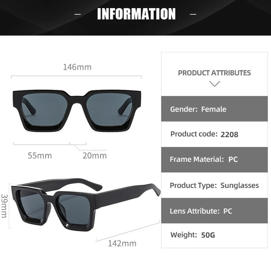 🔥 Lunettes Soleil Vintage Carrées – Style Rétro UV400 Unisexe 🔥 - ModeTrendd